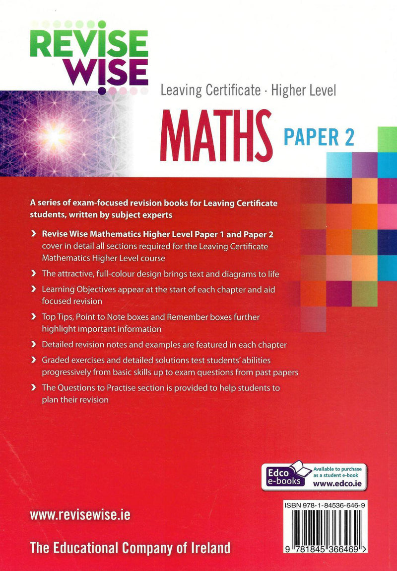 Revise Wise - Leaving Cert - Maths - Higher Level Paper 2 by Edco on Schoolbooks.ie