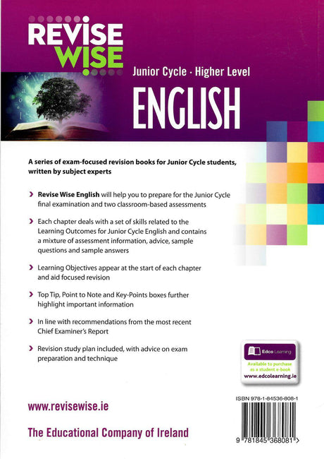 Revise Wise - Junior Cycle - English - Higher Level by Edco on Schoolbooks.ie