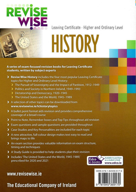 Revise Wise - Leaving Cert - History (incl 2022-2023 Case Studies) by Edco on Schoolbooks.ie