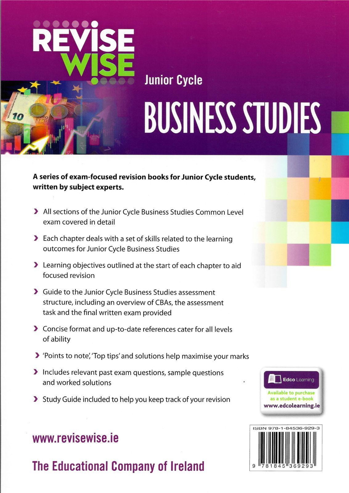 ■ Revise Wise - Junior Cycle - Business Studies - Common Level by Edco on Schoolbooks.ie