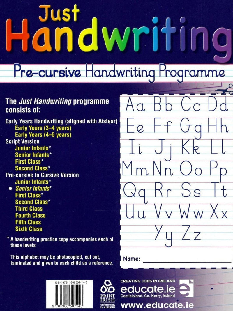 Just Handwriting - Senior Infants by Educate.ie on Schoolbooks.ie