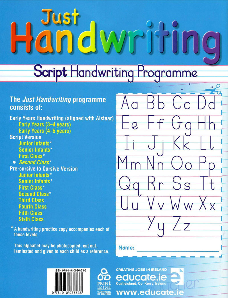 Just Handwriting - 2nd Class - Script Style by Educate.ie on Schoolbooks.ie