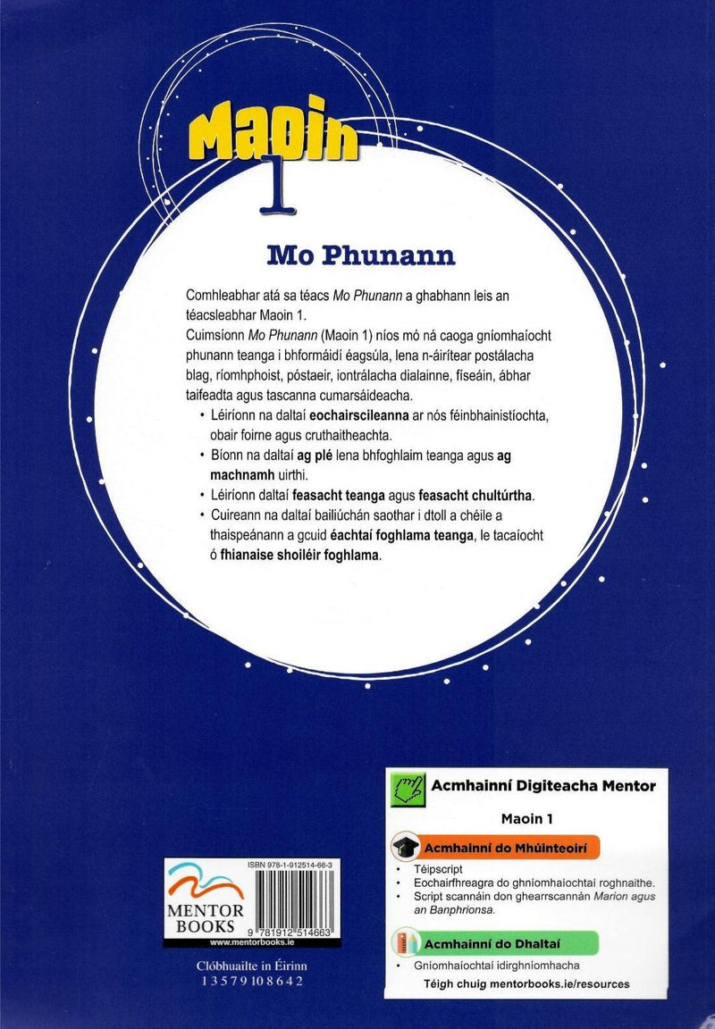 Maoin 1 - Textbook & Mo Phunann / Portfolio Book - Set by Mentor Books on Schoolbooks.ie