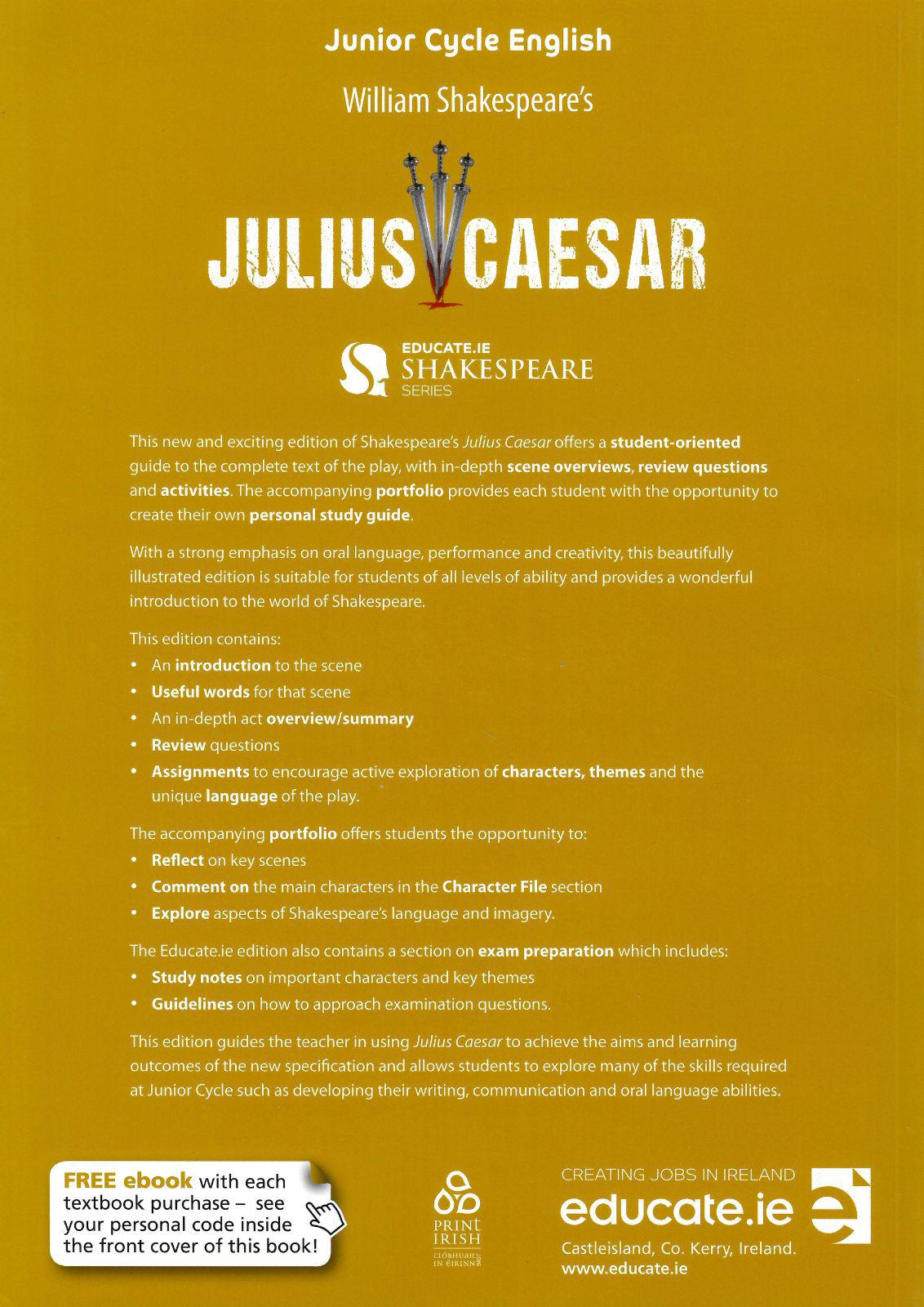 Julius Caesar Play Text & Portfolio Book by Educate.ie on Schoolbooks.ie