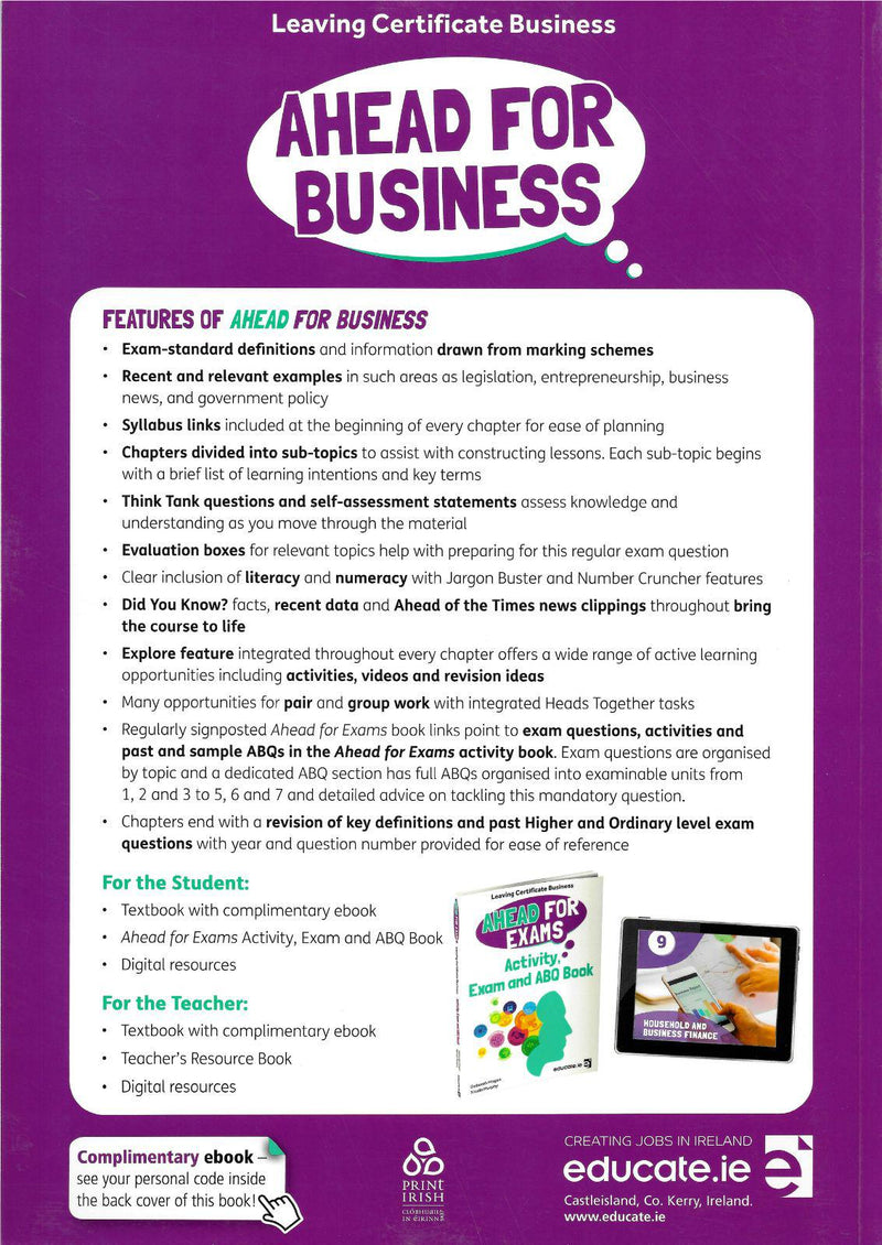 Ahead for Business - Textbook + Activity, Exam & ABQ Book by Educate.ie on Schoolbooks.ie
