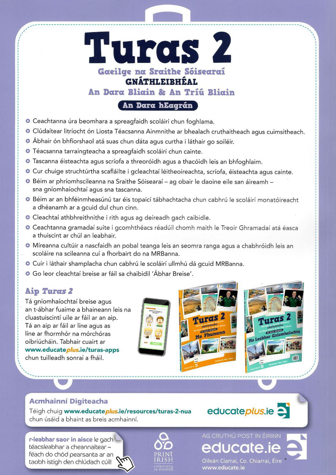 Turas Learning Examples Turas 2 - Junior Cycle Irish - Textbook, Portfolio and Activity Book ...