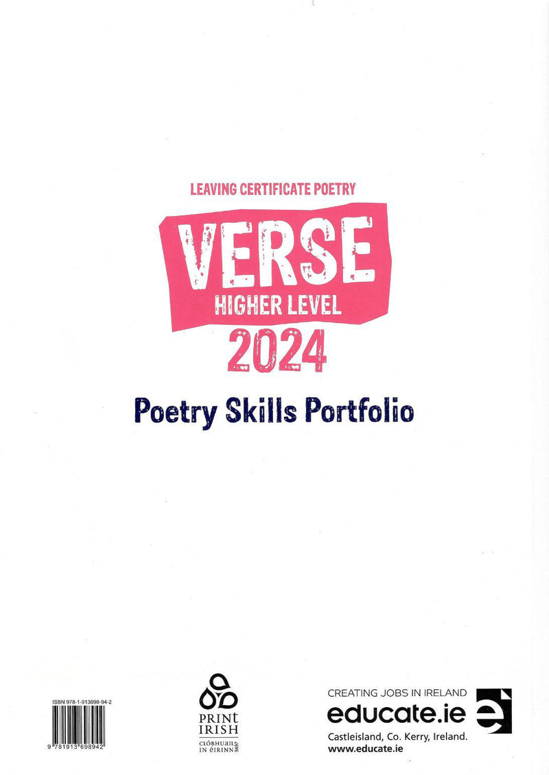Verse 2024 - Leaving Cert Poetry - Higher Level - Textbook & Poetry Skills Portfolio Book Set by Educate.ie on Schoolbooks.ie