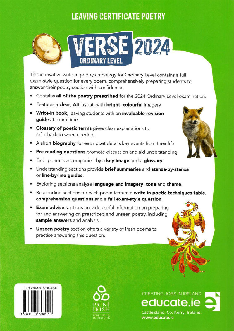 Verse 2024 - Leaving Cert Poetry - Ordinary Level - Textbook by Educate.ie on Schoolbooks.ie