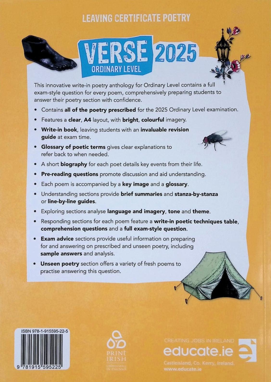 Verse 2025 - Leaving Cert Poetry - Ordinary Level - Textbook by Educate.ie on Schoolbooks.ie