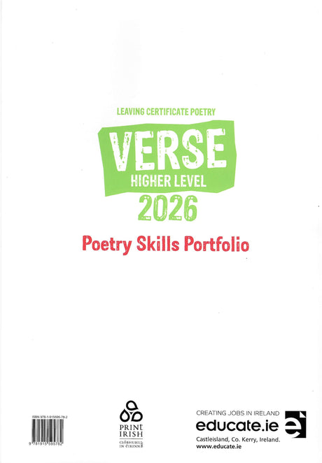 Verse 2026 - Leaving Cert Poetry - Higher Level - Skills Portfolio Book Only by Educate.ie on Schoolbooks.ie