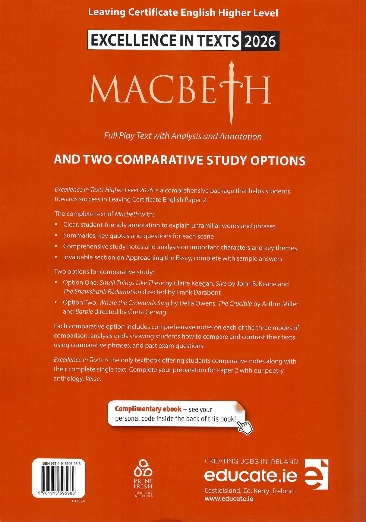 ■ Excellence in Texts - Higher Level - Macbeth 2026 (Aoife’s Notes) by Educate.ie on Schoolbooks.ie