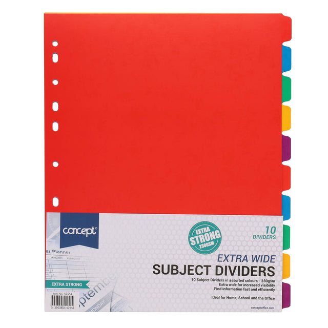 Concept - Extra Wide 230gsm Subject Dividers - 10 Part by Concept on Schoolbooks.ie