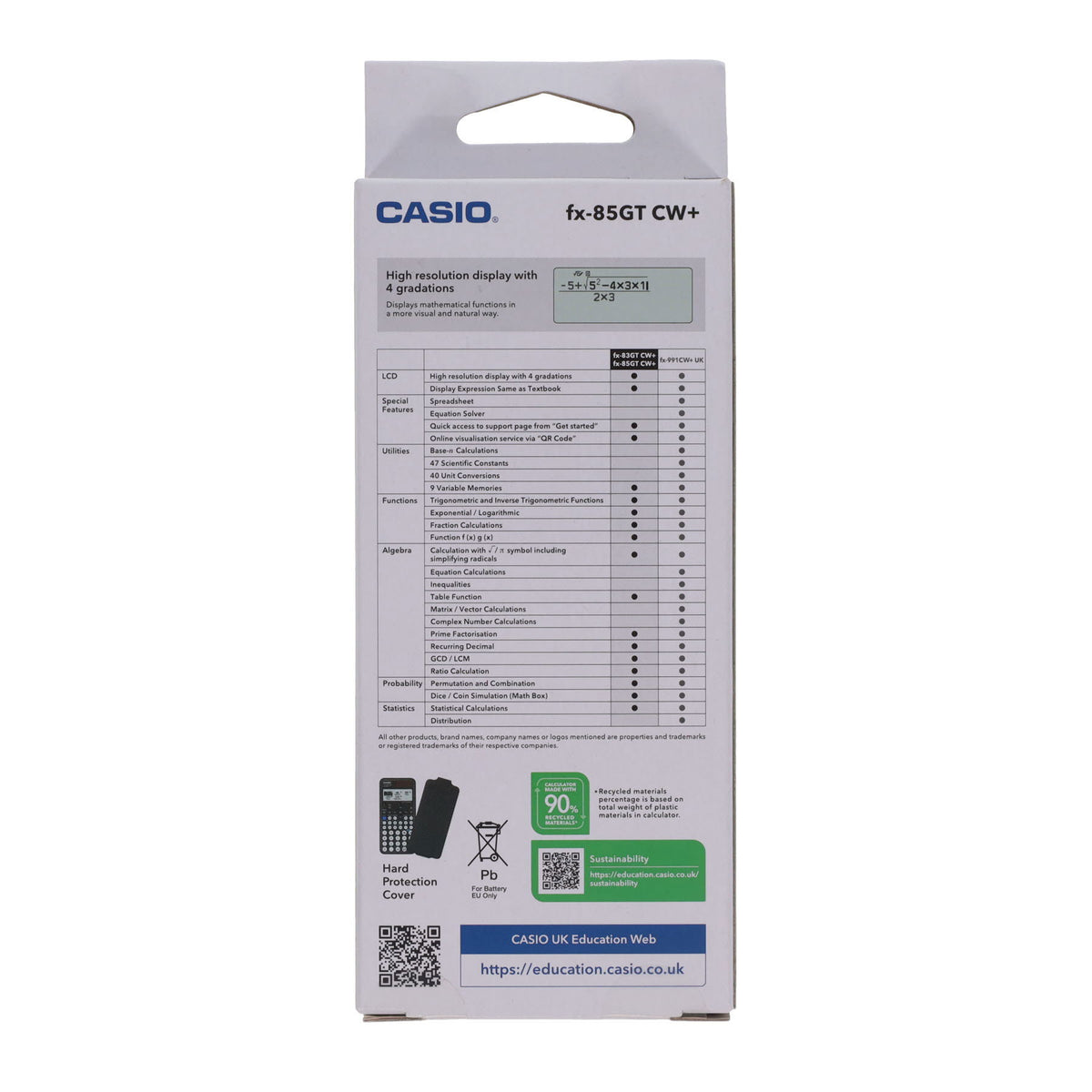 Casio fx-85GTCWPplus - Scientific Calculator - Dual Power - Black
