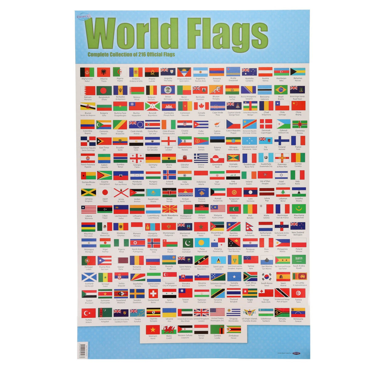 ■ Clever Kidz - Wall Chart - World Flags and Capitals by Clever Kidz on Schoolbooks.ie