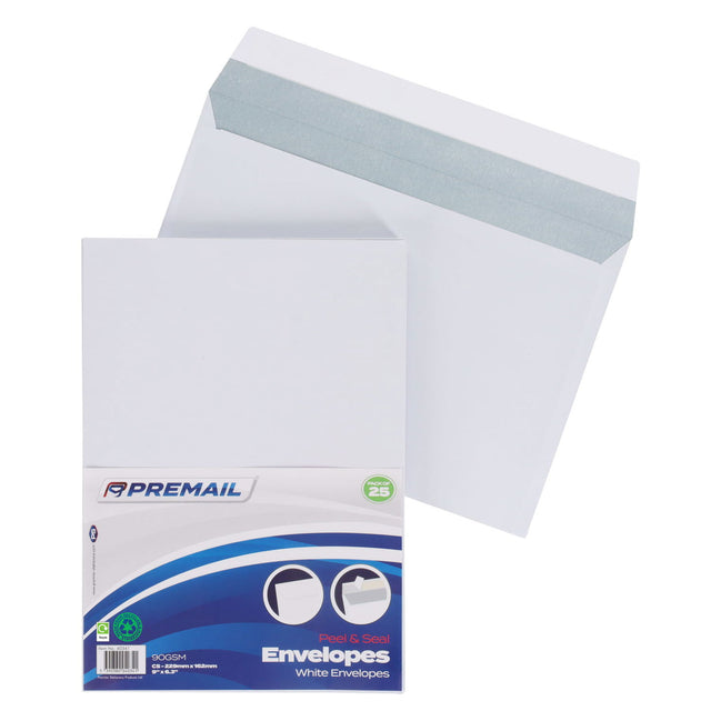 Premail - Peel & Seal Envelopes - C5 - White - Pack of 25 by Premail on Schoolbooks.ie