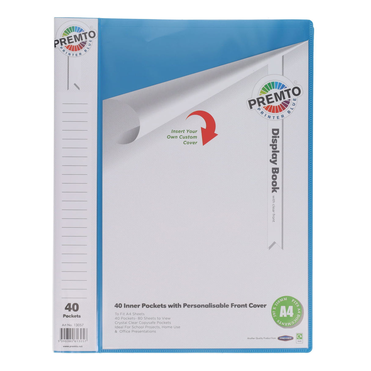 ■ Premto - A4 40 Pocket Display Book - Printer Blue by Premto on Schoolbooks.ie