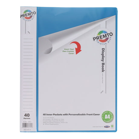 Premto - A4 40 Pocket Display Book - Printer Blue by Premto on Schoolbooks.ie