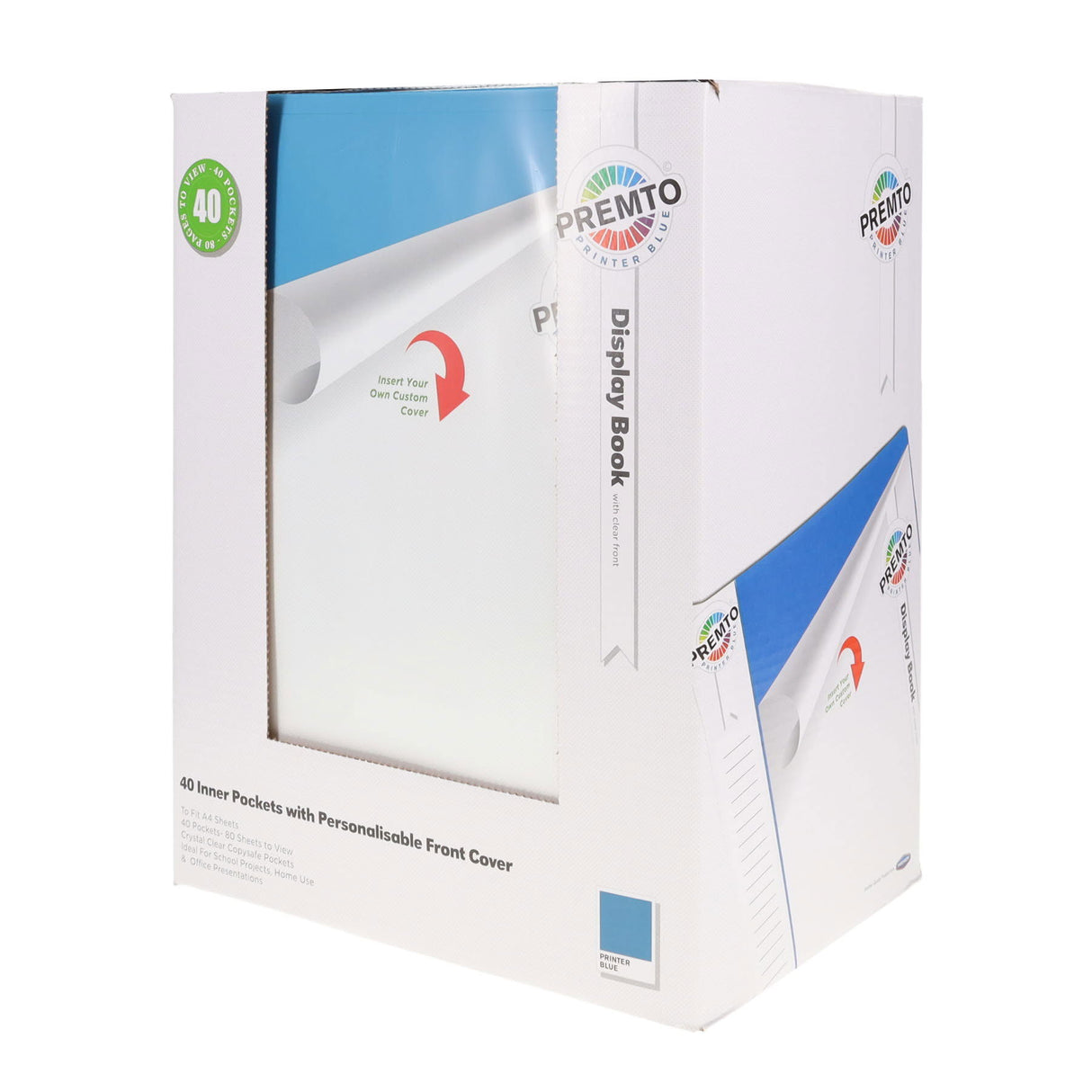 ■ Premto - A4 40 Pocket Display Book - Printer Blue by Premto on Schoolbooks.ie