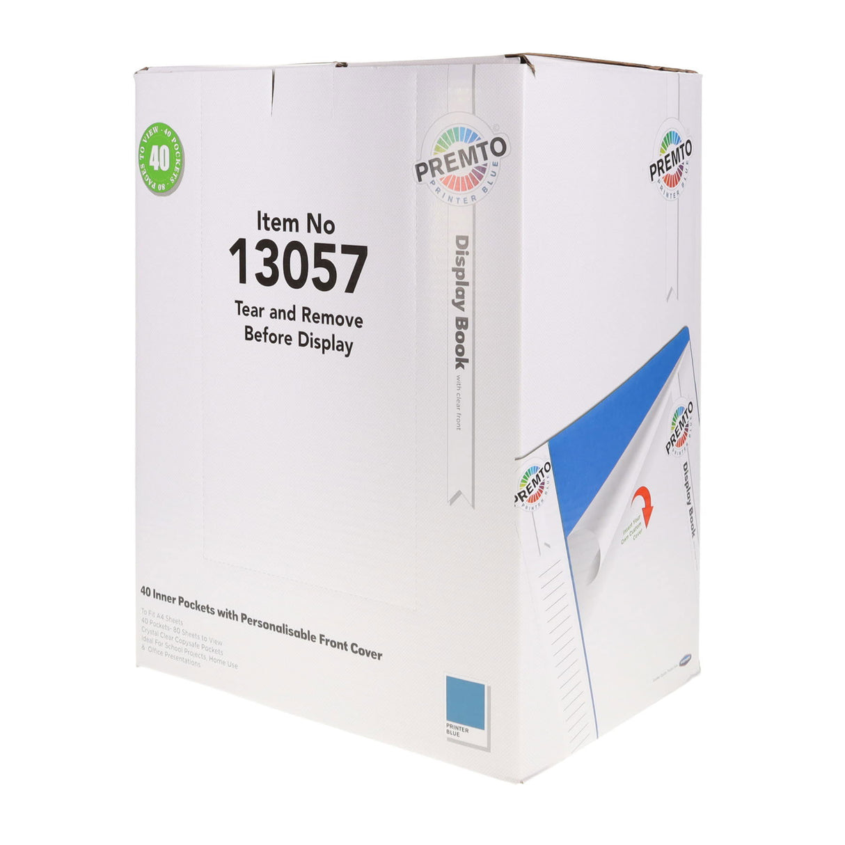 ■ Premto - A4 40 Pocket Display Book - Printer Blue by Premto on Schoolbooks.ie