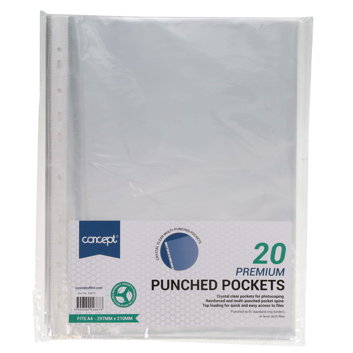 Concept - Punched Pockets A4 - Pack of 20 by Concept on Schoolbooks.ie