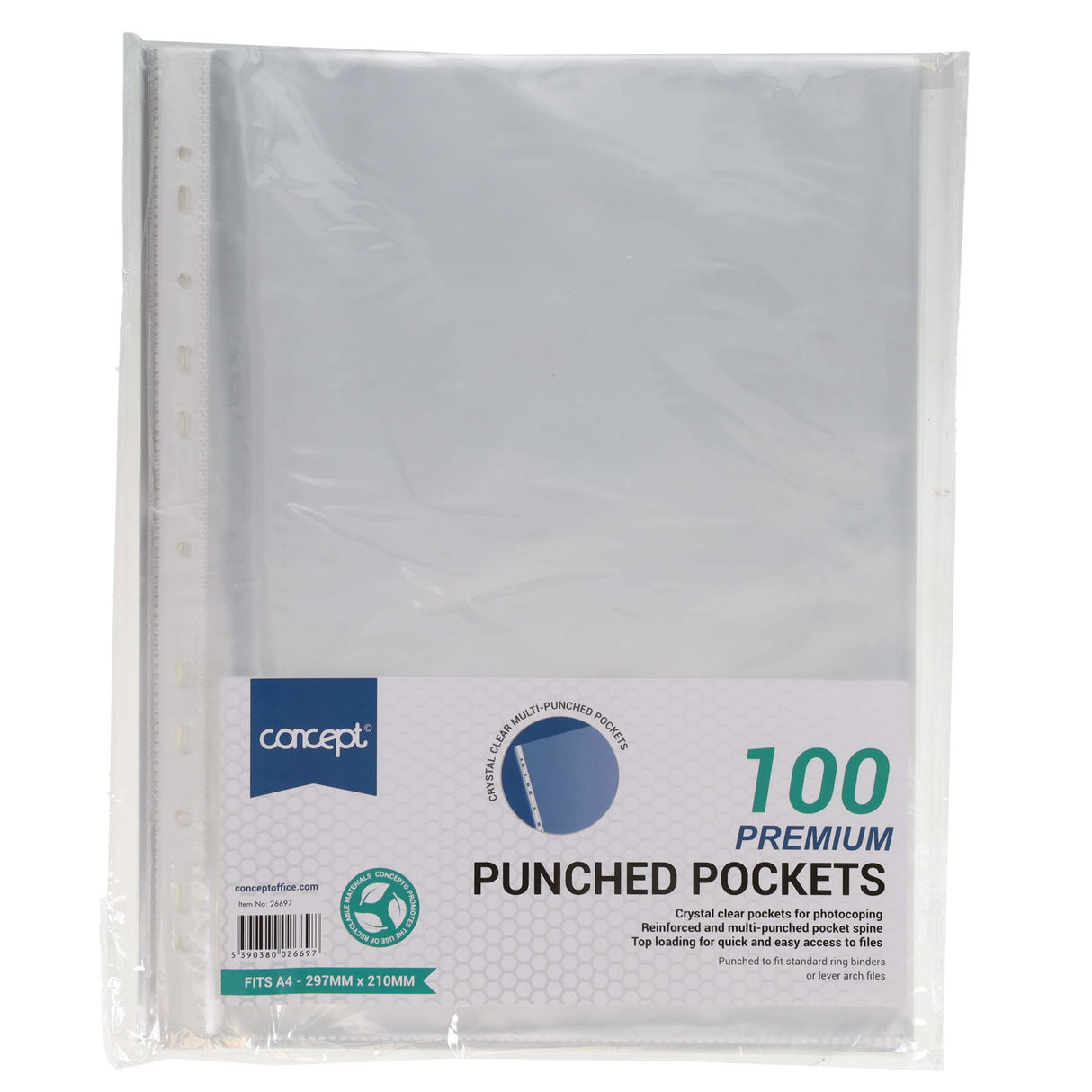 ■ Concept - Punched Pockets A4 - Pack of 100 by Concept on Schoolbooks.ie