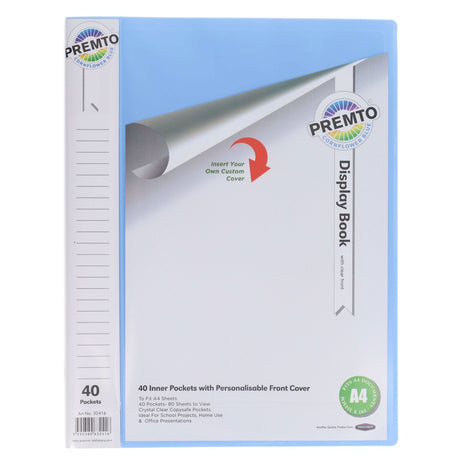 ■ Premto - A4 40 Pocket Display Book - Pastel - Cornflower Blue by Premto on Schoolbooks.ie