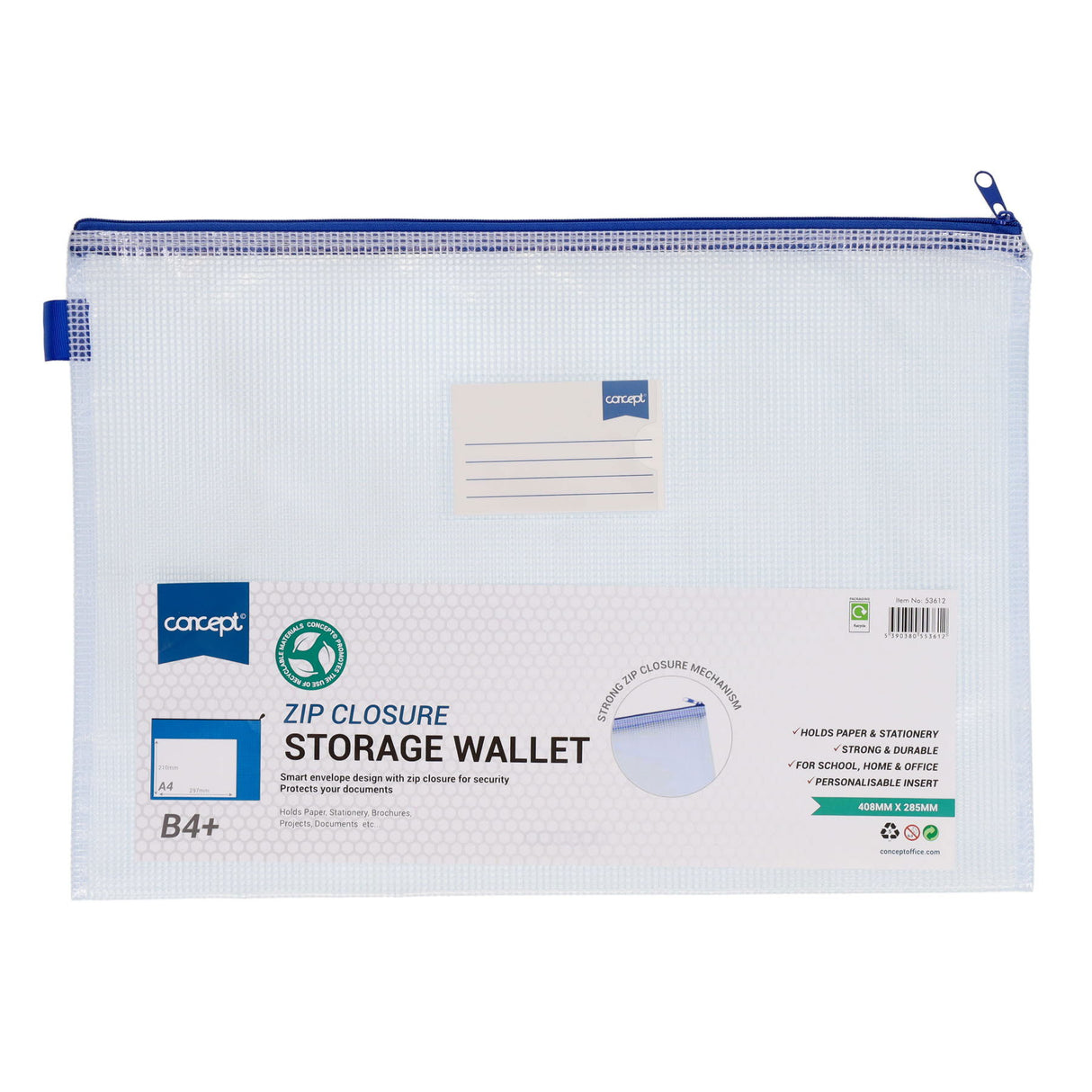 ■ Concept - B4+ Mesh Storage Wallet - Clear by Concept on Schoolbooks.ie