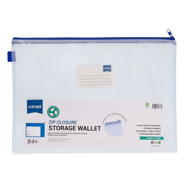 ■ Concept - B4+ Mesh Storage Wallet - Clear by Concept on Schoolbooks.ie
