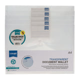Concept - Button Document Wallets - A4 - Clear - Pack of 5 by Concept on Schoolbooks.ie