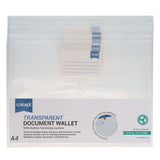 Concept - Button Document Wallets - A4 - Clear - Pack of 5 by Concept on Schoolbooks.ie