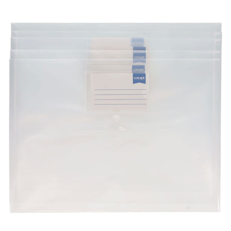 Concept - Button Document Wallets - A4 - Clear - Pack of 5 by Concept on Schoolbooks.ie