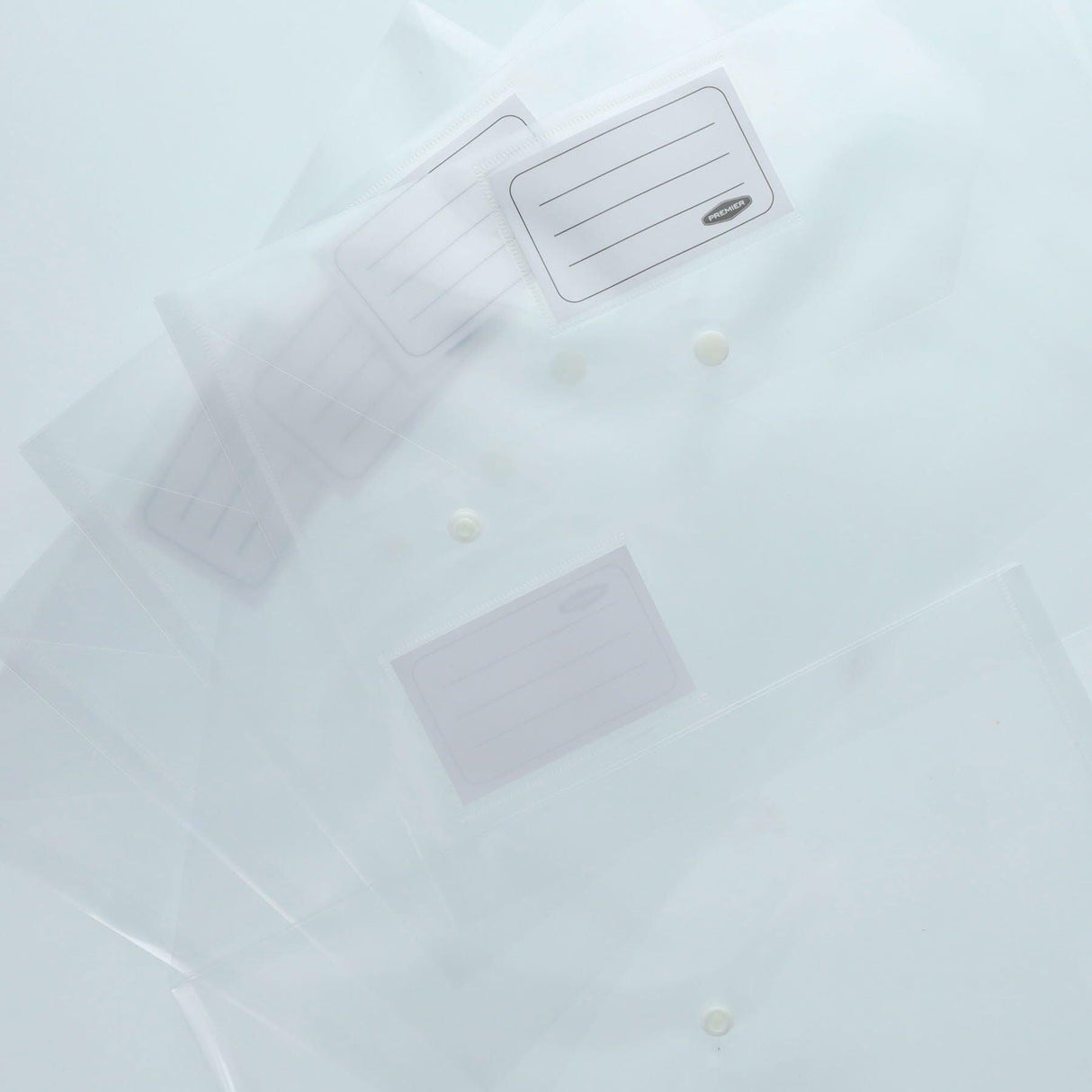 Concept - Button Document Wallets - A4 - Clear - Pack of 5 by Concept on Schoolbooks.ie