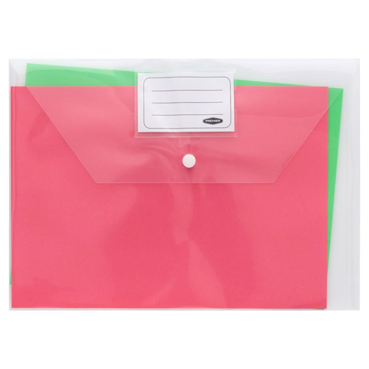 Concept - Button Document Wallets - A4 - Clear - Pack of 5 by Concept on Schoolbooks.ie