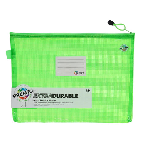 Premto - A4+ Extra Durable Mesh Wallet - Caterpillar Green by Premto on Schoolbooks.ie
