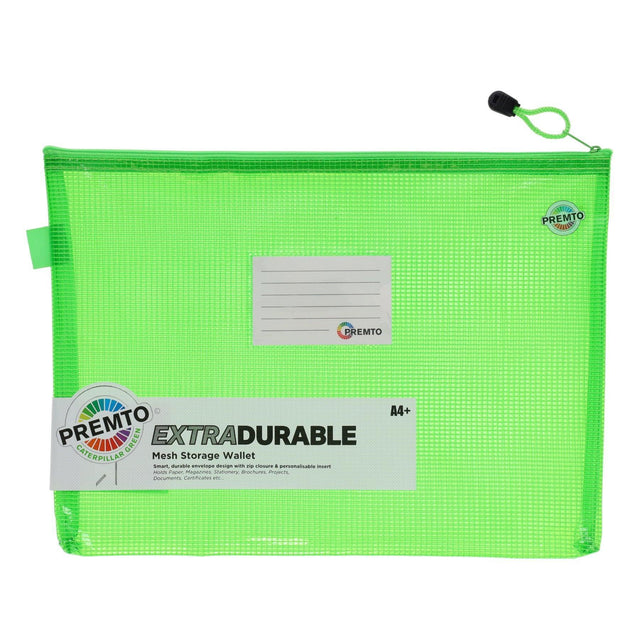 Premto - A4+ Extra Durable Mesh Wallet - Caterpillar Green by Premto on Schoolbooks.ie