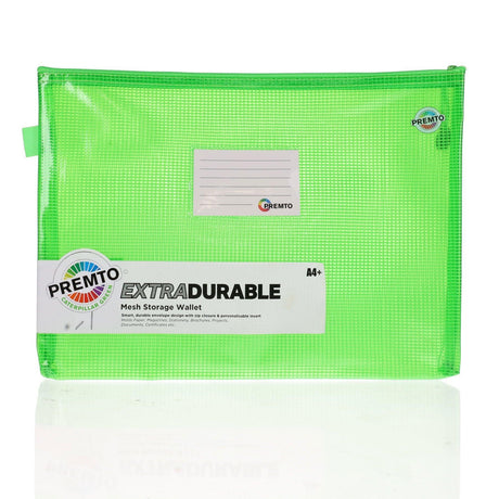 Premto - A4+ Extra Durable Mesh Wallet - Caterpillar Green by Premto on Schoolbooks.ie