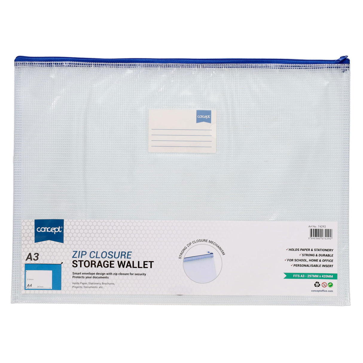 Concept - Mesh Wallet - A3+ - Clear by Concept on Schoolbooks.ie