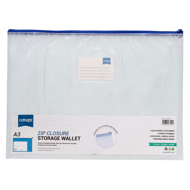 Concept - Mesh Wallet - A3+ - Clear by Concept on Schoolbooks.ie
