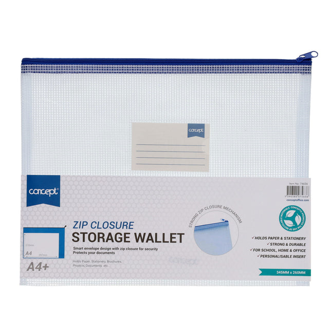■ Concept - Mesh Wallet - A4+ - Clear by Concept on Schoolbooks.ie