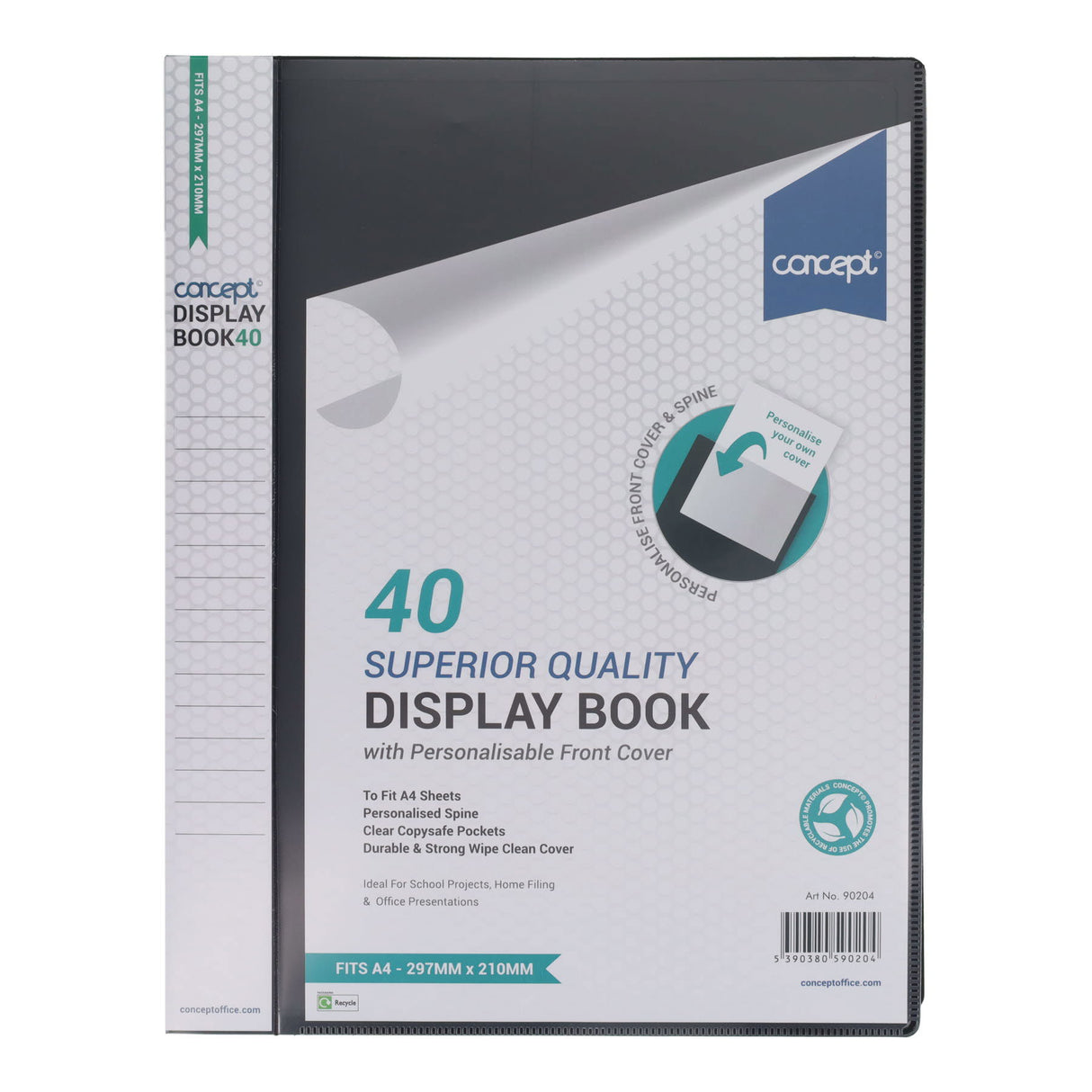 Concept - 40 Pocket Display Book - A4 - Black by Concept on Schoolbooks.ie