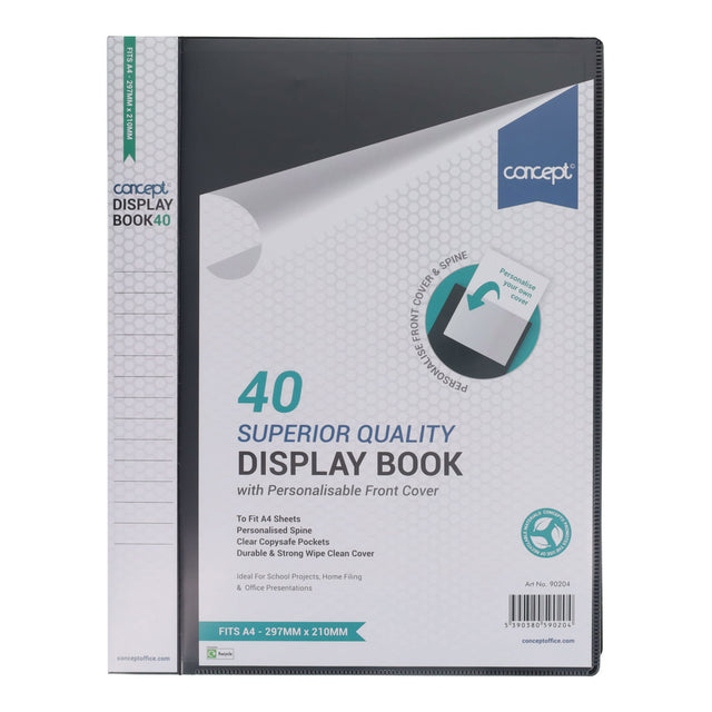 Concept - 40 Pocket Display Book - A4 - Black by Concept on Schoolbooks.ie