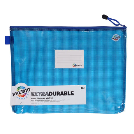 Premto - A4+ Extra Durable Mesh Wallet - Printer Blue by Premto on Schoolbooks.ie