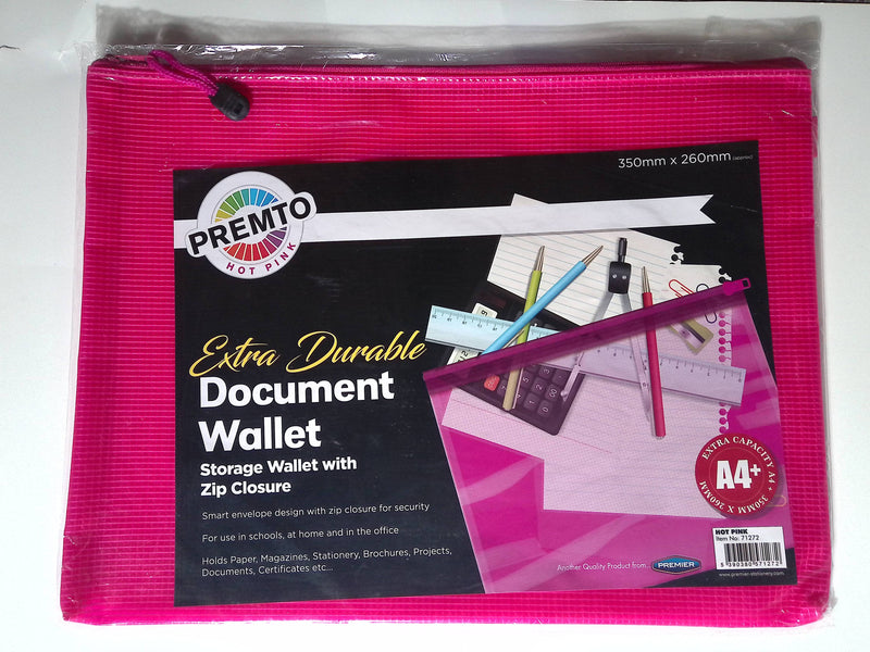 Premier Premtone A4+ Extra Durable Mesh Wallet - Hot Pink by Premtone on Schoolbooks.ie