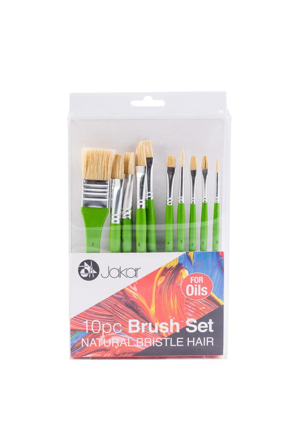 Jakar - Natural Hair Bristles Brush Set for Oils - Box of 10 by Jakar on Schoolbooks.ie