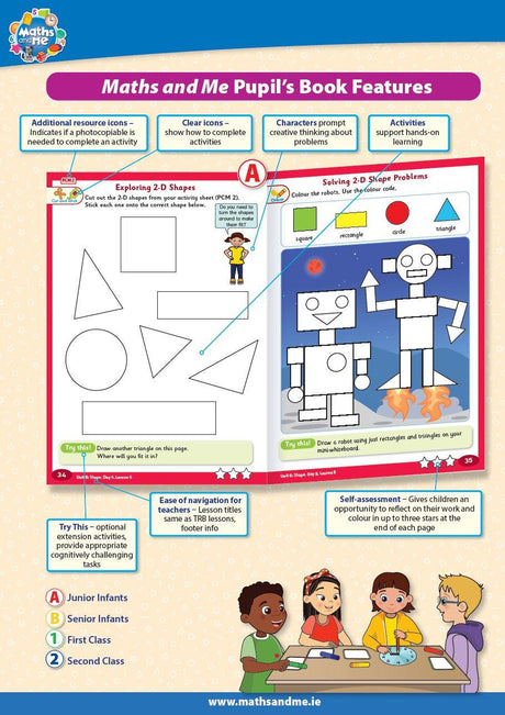 Maths and Me A - Pupils Book & Home School Links Book & Progress Assessment Booklet - Set - Junior Infants by Edco on Schoolbooks.ie