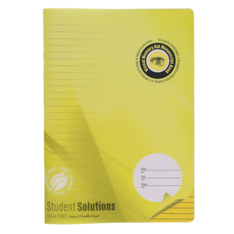 Student Solutions - Visual Aid Manuscript Book - Durable Cover - A4 - 120 Page - Yellow