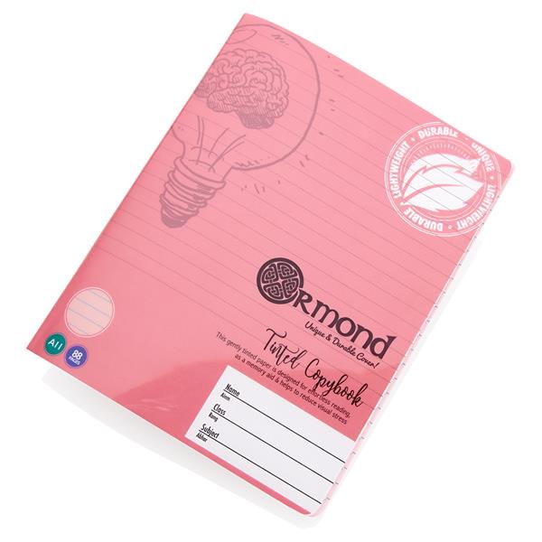 Ormond A11 88 Page Durable Cover - Visual Memory Aid - Copy Book - Pink by Ormond on Schoolbooks.ie