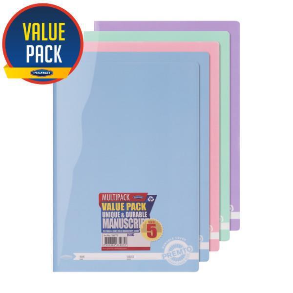 Premto A4 Pack of 5 Durable Cover 120 page Manuscript Book by Premto on Schoolbooks.ie