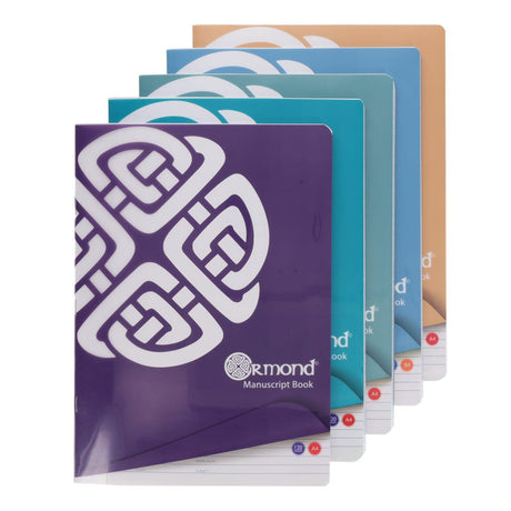 Ormond - Manuscript Book - Durable Cover - A4 - 120 page - Pack of 5 - Asst by Ormond on Schoolbooks.ie