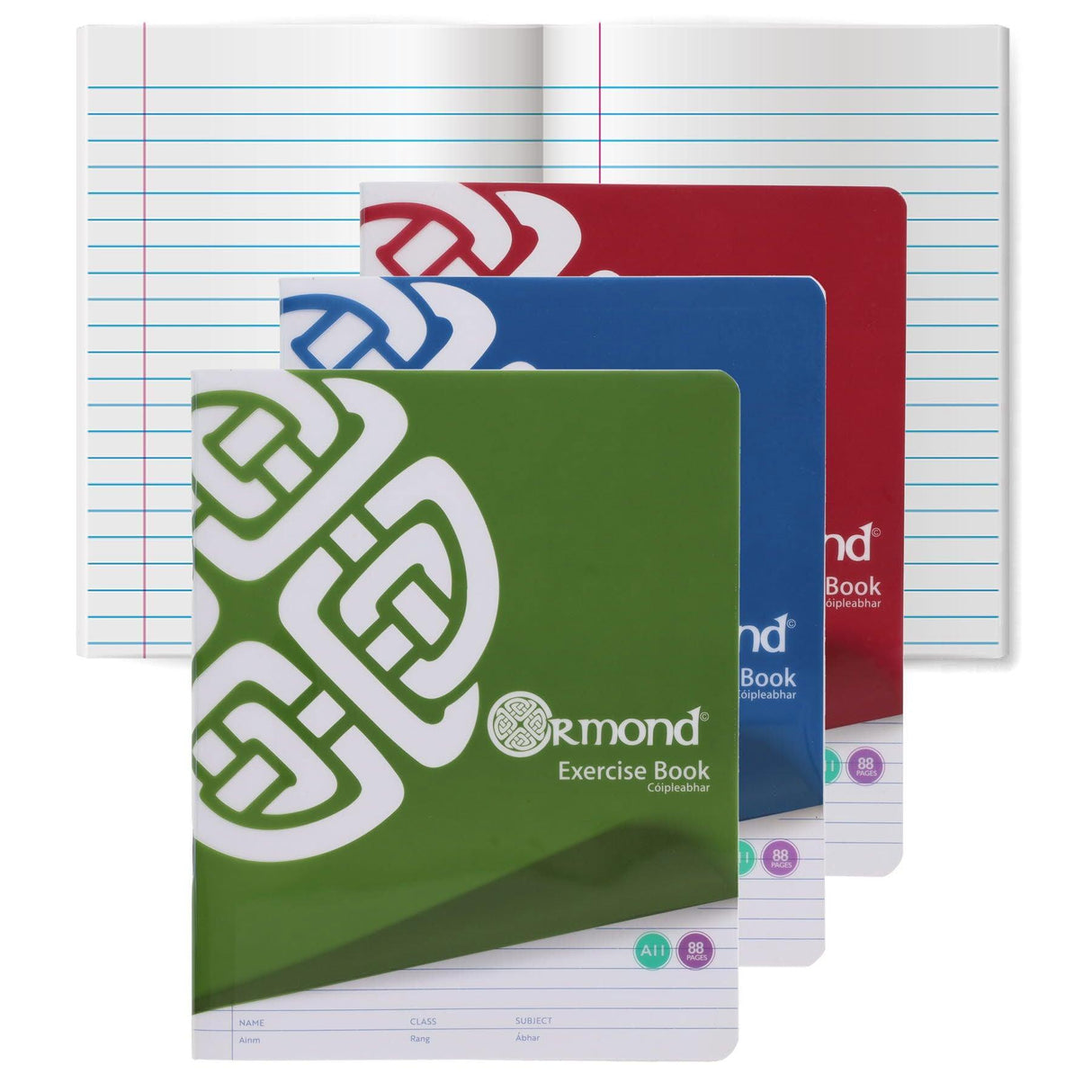 Ormond - Exercise Copy Books - Bright - Durable Cover - A11 - 88 Page - Pack of 5 by Ormond on Schoolbooks.ie
